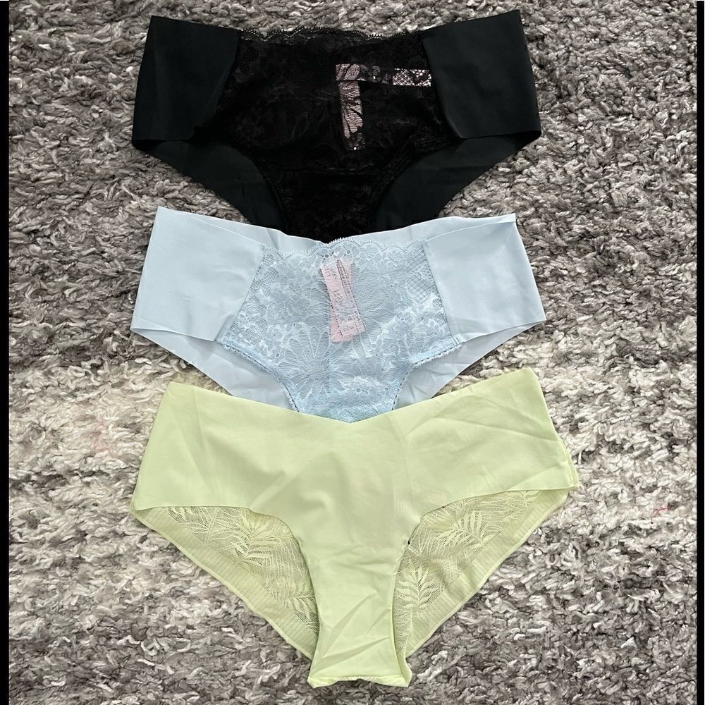 NWT Victoria’s Secret Sexy Illusions Lace No-Show Cheeky Panties 3-Pack Bundle